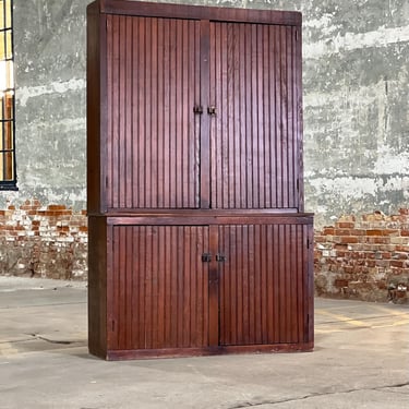 Antique Stepback Pantry Cupboard Beadboard Cabinet 