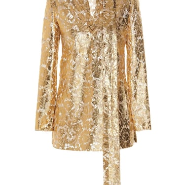 Valentino Garavani Women Top Gold Heavy Valentino Lace