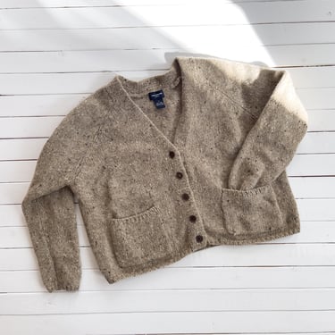 brown wool sweater 90s vintage loose oversized cropped wool cardigan 