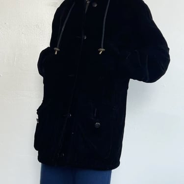 Black Quilted Velvet Anorak (M)