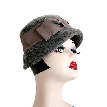 Vintage 60s Gray Hat Flapper Style Cloche 