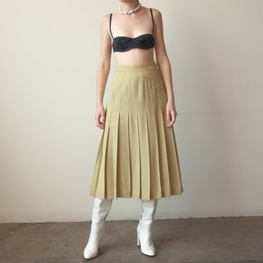 6869t / perry ellis wool crepe pleated skirt / us 6 