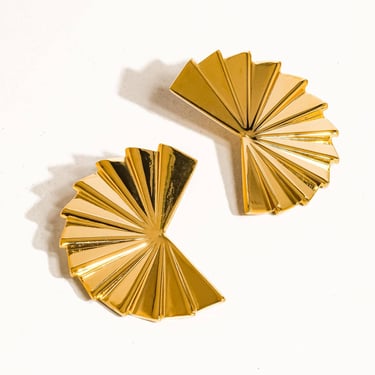 Soline 18K Gold Non-Tarnish Folded Fan Earring