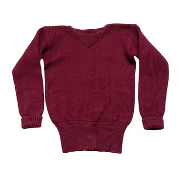 Vintage 1930s MACY'S Wool Pullover Sweater ~ size S ~ Letterman/ Varsity ~ Low Gauge Knit 
