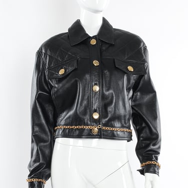 Chain Hardware Quilted Leather Jacket