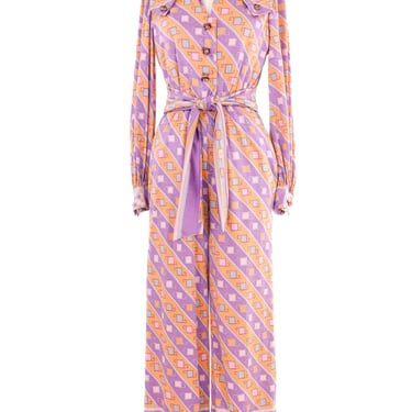 Miss Bergdorf Pastel Printed Jewel Button Jumpsuit
