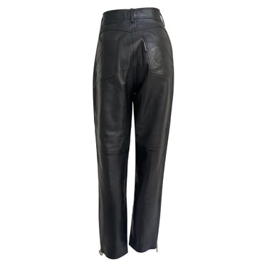 Chanel Black Leather Logo Pants
