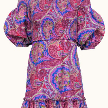 Alexis - Pink Multicolor Paisley Print Off-the-Shoulder Mini Dress Sz S