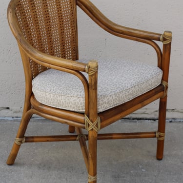 Authentic Set of Four McGuire Rattan Cane Back Armchairs or Dining Chairs Organic Modern 