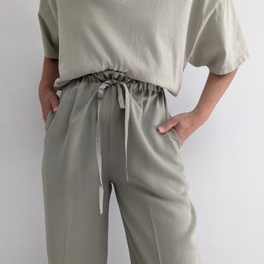 Vintage Sage Silk Drawstring Pants