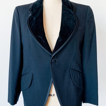 1970s Velvet collar tuxedo jacket, sz. S