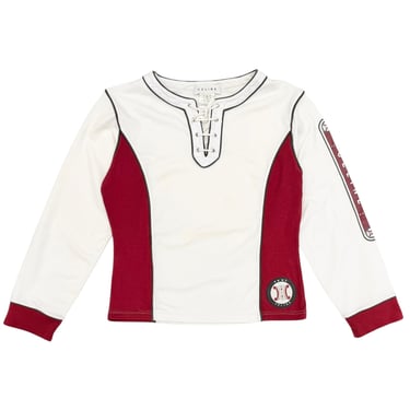 Celine White + Red Lace Up World Cup Top
