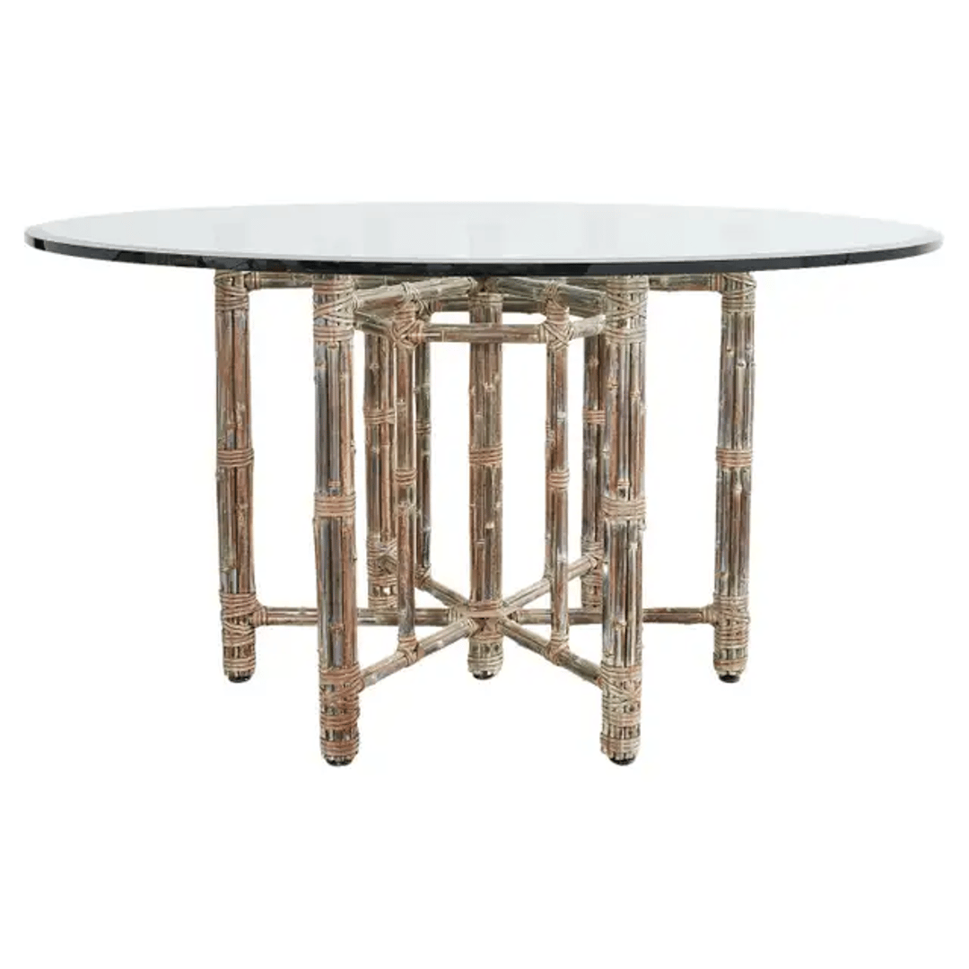 McGuire Organic Modern Bamboo Rattan Hexagonal Dining Table Erin Lane