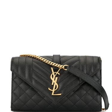 Saint Laurent Women Envelope Small Leather Crossbody Bag