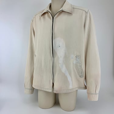 1950's Leisure Jacket - Trashed Painter's Jacket - Mc GREGOR Brand - Rayon Gabardine - Unlined - Men's Size X-Large - 46 Long - As Is 