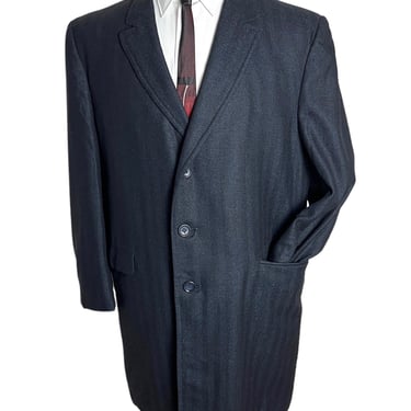 Vintage 1960s Wool HERRINGBONE TWEED Overcoat ~ size 42 ~ Trench Coat ~ Peaked Lapels 