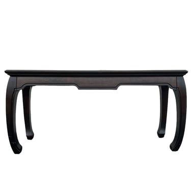 Chinoiserie Console with Ming Style Feet - Vintage Two Tone Black & Wood Asian Sofa or Entry Table 