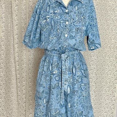 Fun Shorts Romper, Jumpsuit, Cotton, Paisley Print, Vintage 90s 