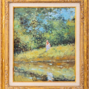 Frederick McDuff Woman by Pond Oil on Canvas