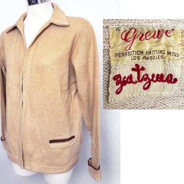 1920's Cardigan Sweater Antique Varsity Brown 1930's Vintage Knit Jacket 1940's Letterman Preppy School College 