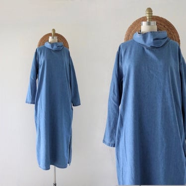 denim sack maxi dress - m 