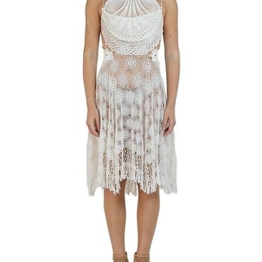 Morphew Collection White Cotton Crochet Lace Mini Dress 
