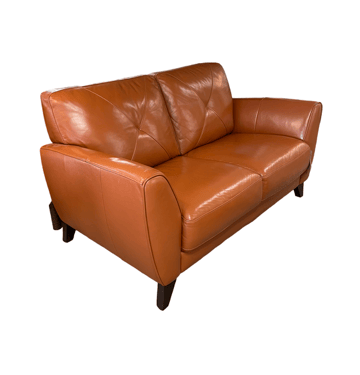 Loveseat<br />Pumpkin Leather<br />Brown Wood<br />L 61 x D 34 x H 34<br />Seat Height 16