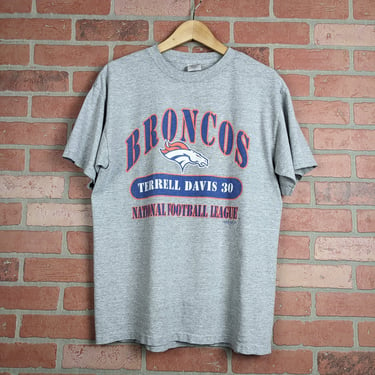 Vintage 90s Double Sided NFL Denver Broncos Terrell Davis ORIGINAL Sports Tee - Large 