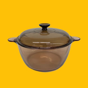Vintage Vision Dutch Oven Retro 1970s Mid Century Modern + Corning + Amber Glass + Pot With Lid + 4.5 Liter + Cookware + Stovetop + Kitchen 