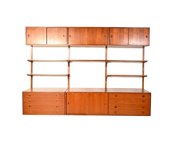 Danish Modern Teak Bookcase Wall Unit Floating Cabinet by HG Furniture Hansen Guldborg 