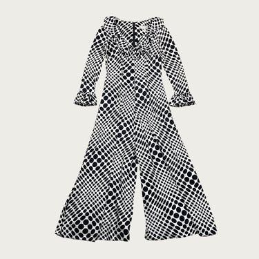 (M) 60s/70s Polka Dot Jumpsuit