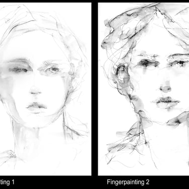 Expressive Female Portrait Painting -Watercolor Female Face Portrait - Black White Art - Art Gift -8x11 - Ready to Frame 