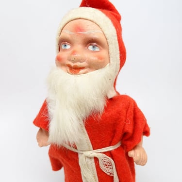 Vintage 1940's German SANTA with Fur Beard Hand Painted Face, Germany U S Zone, Antique Christmas Holiday Decor 