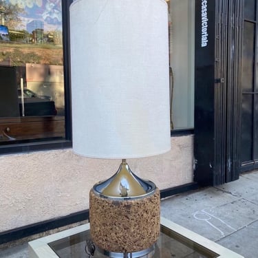 Put a Cork In It | Mid-century Cork Lamp with Chrome Trim