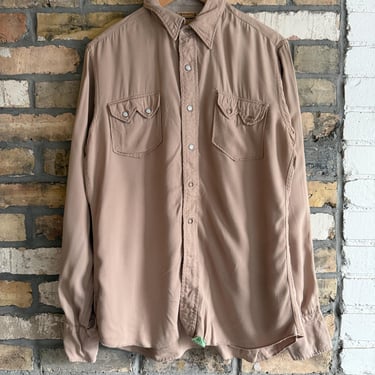 1940's Rayon Gabardine Shirt - Gray Gabardine - | Gabriela's