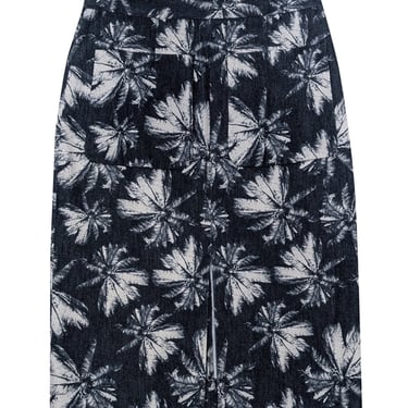 L'Agence - Midnight Navy & Cream Palm Tree Print Pencil Skirt Sz 2