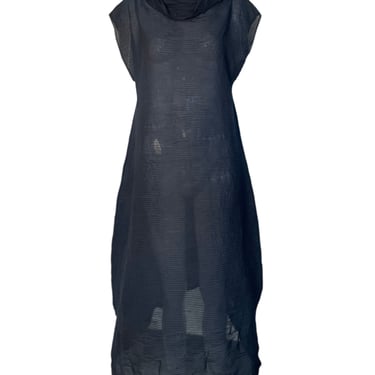 Issey Miyake Y2K Structural Black Sheer Pleated Avant Garde Gown