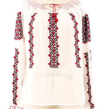 Hand Embroidered Peasant Blouse