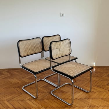 1 of 2 Mid Century Modern Cesca Chairs / Marcel Breuer B32 Italian Cesca / Dining Chair with Mesh Seat / Bauhaus / 1980s 