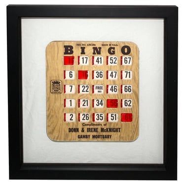Vintage Slider Bingo Card Custom Framed 