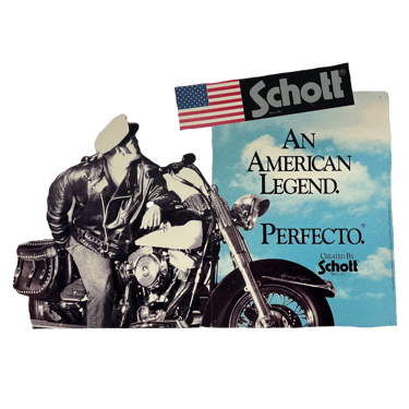 Vintage Schott Bros. "An American Legend" Marlon Brando Heavy Cardboard Fold Out Sign