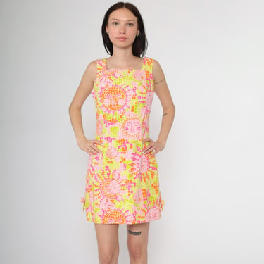 Lilly Pulitzer Sun Salute Dress Bright Celestial Mosaic Print Mini Sleeveless Sheath SunDress Square Neck Small 6 