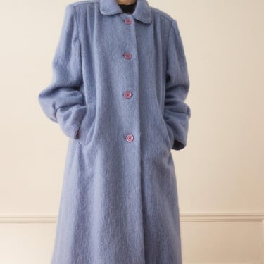 1980s Cornflower Blue Mohair Coat 