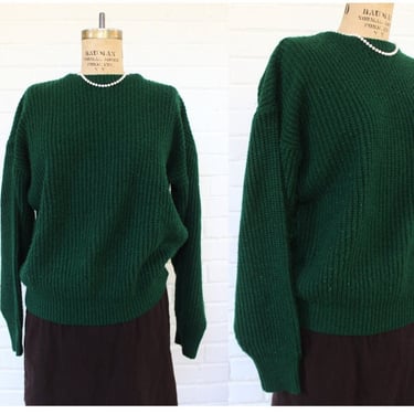 1980's Medium Hunter Green Knit Sweater 