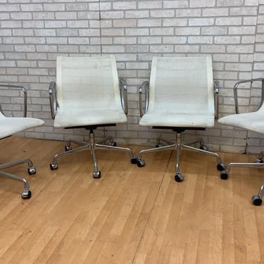 Mid Century Modern Herman Miller Eames Low Back White Mesh Office Chairs - Set of 4