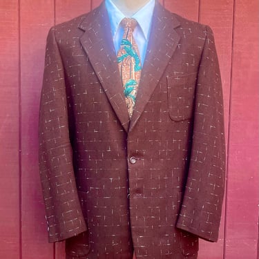 Beautiful 1950s Chocolate Brown Fleck Wool Sport Coat / Jacket 