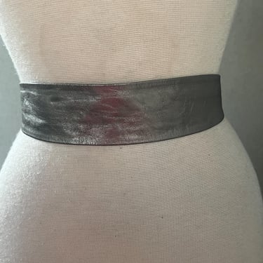 Vintage 80s silver metallic leathered belt wrap waist XS 