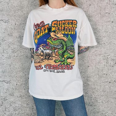 Vintage Cave Creek Arizona Crazy Ed's Goat Sucker Saloon El Chupacabra Tee Shirt T-Shirt 