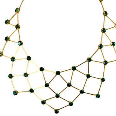 1960s French Emerald Green Crystal Gold Collar Necklace