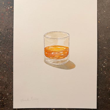 Whiskey Neat Original Watercolor Painting